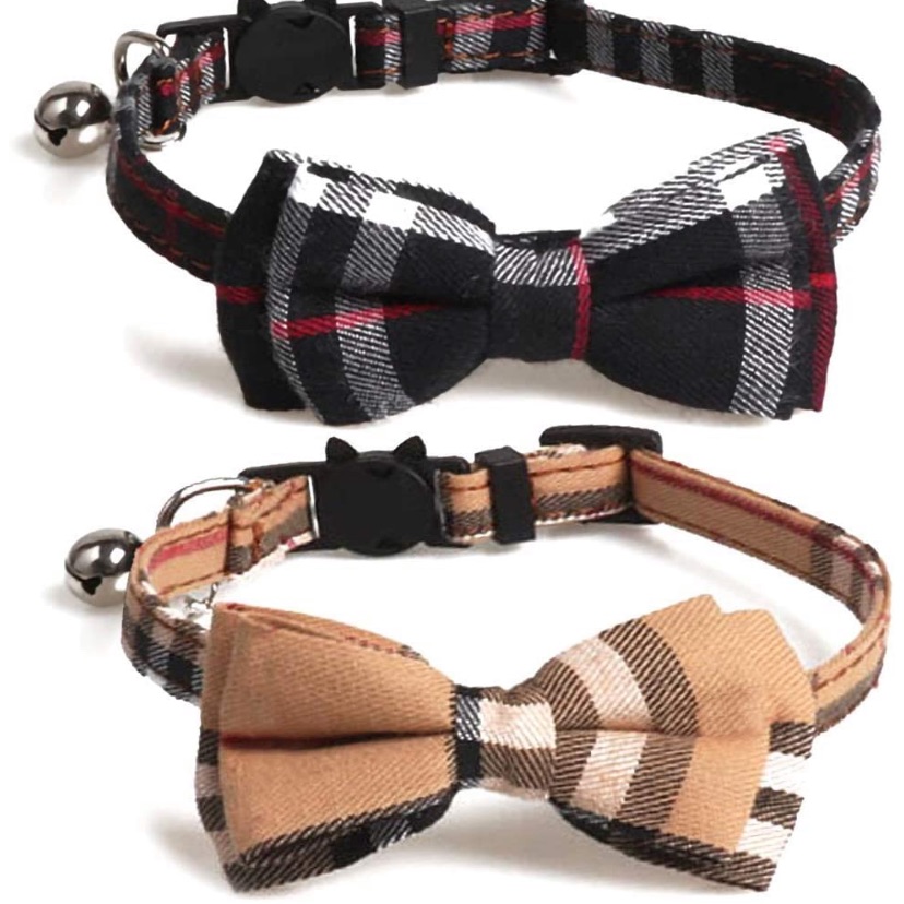 2 Pack/Set Cat Collar Breakaway With Bow Tie/Bell
